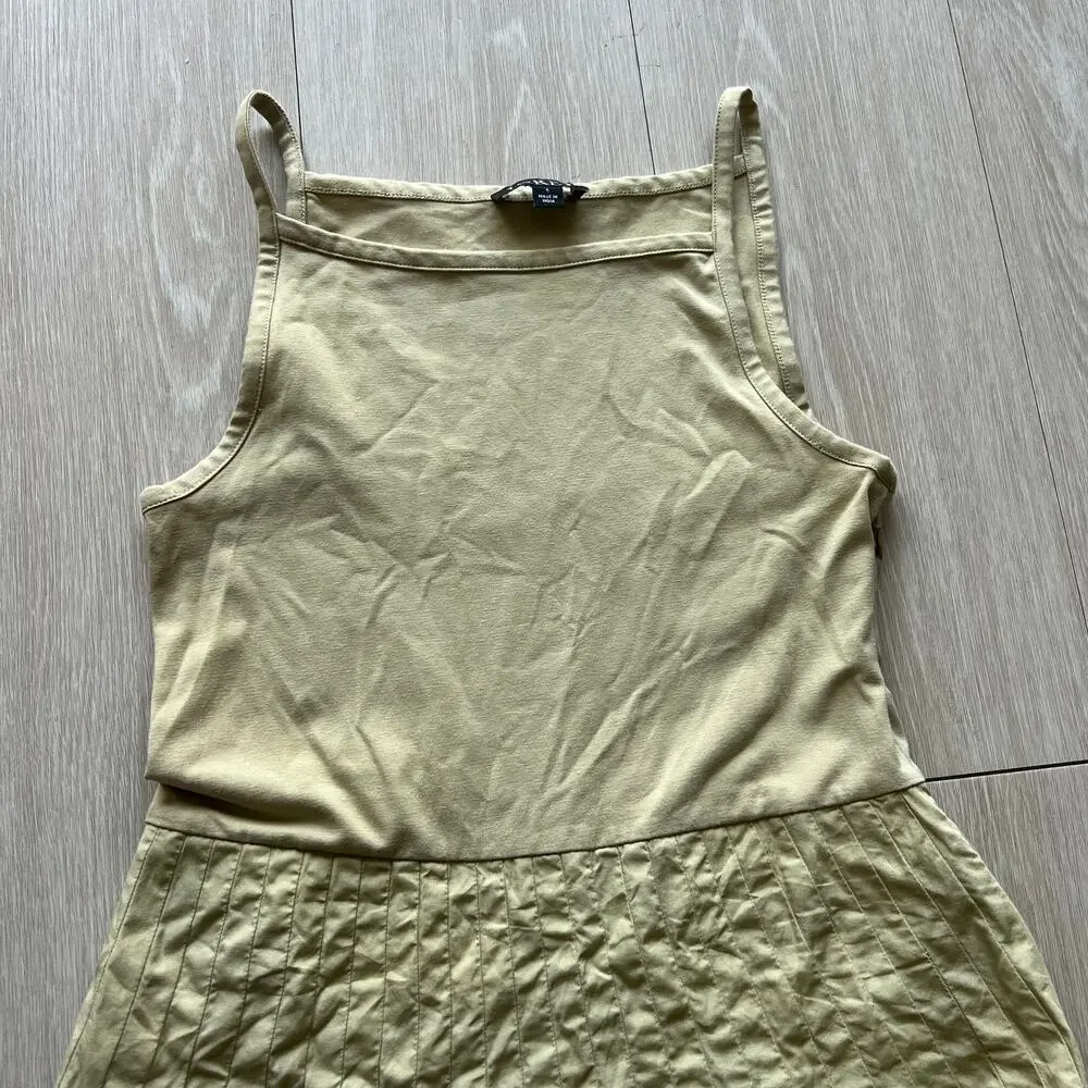 J Crew Flawed Pintuck Mixy Dress Small Belmont Khaki Midi Sleeveless